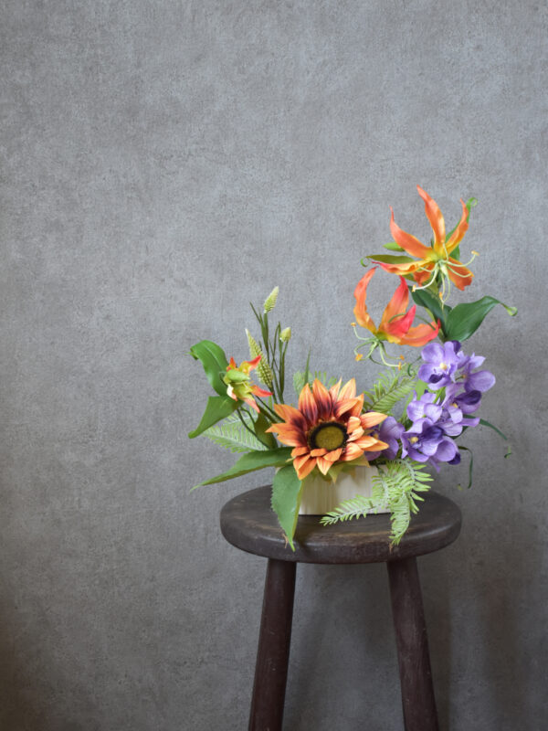 お見舞い,元気になりますように,ヒマワリ,グロリオサ,オーキッド