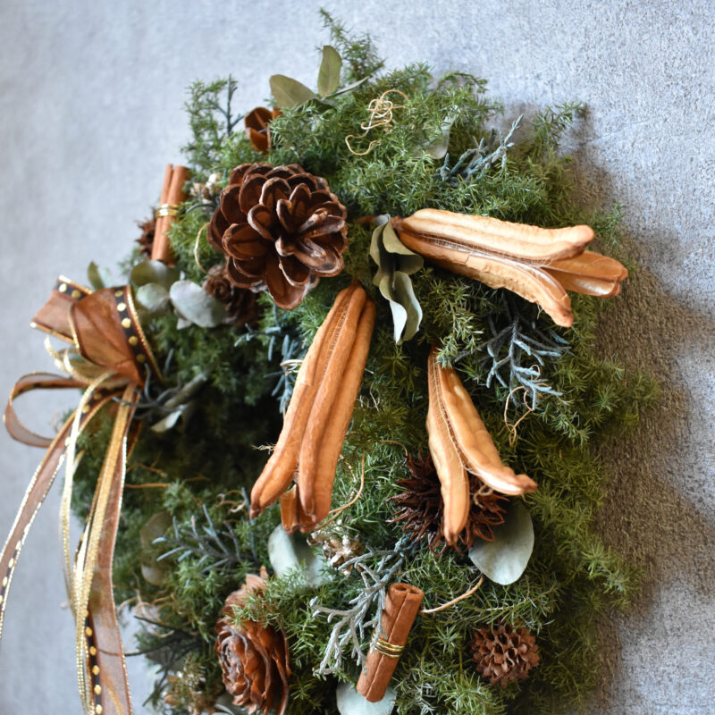 クリスマスリース,フレッシュグリーン,ドライフラワー