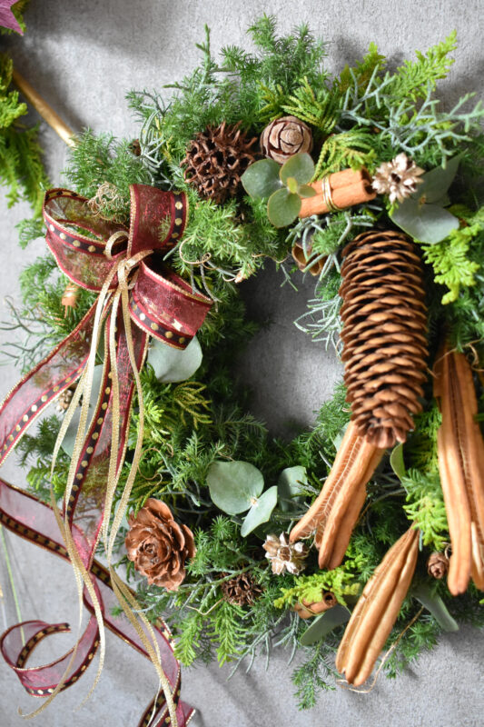 クリスマスリース,フレッシュグリーン,ドライフラワー