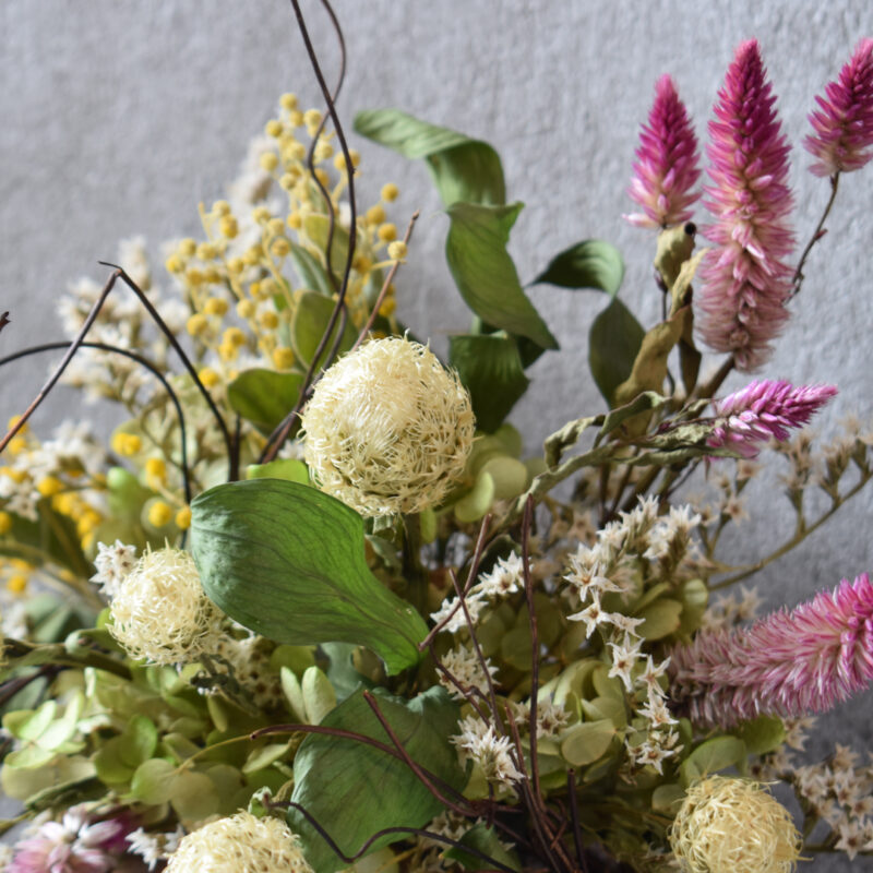 春の壁掛けバスケット,ドライフラワー,ナチュラル